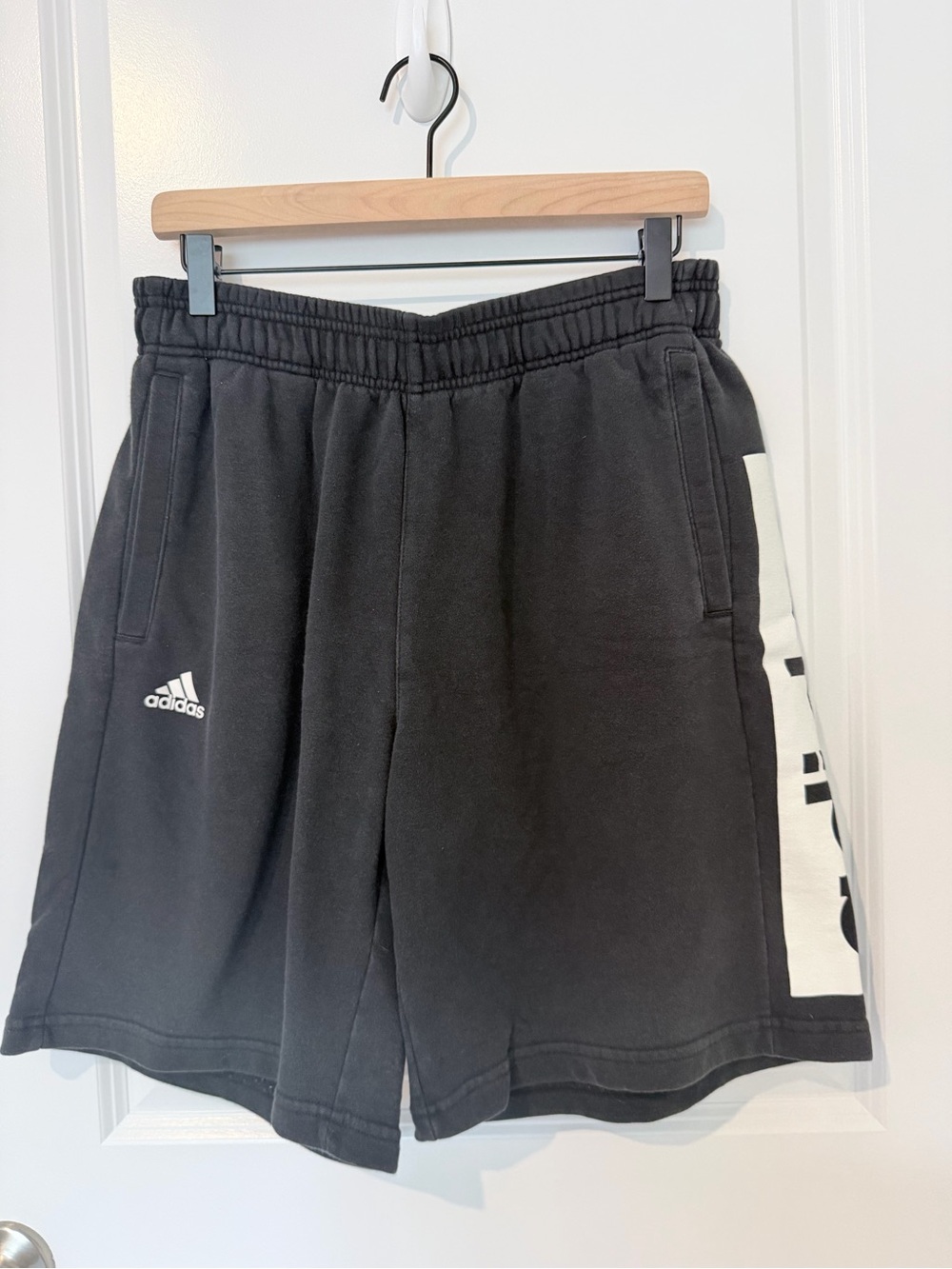 adidas Black Athletic Shorts with White Side Panel